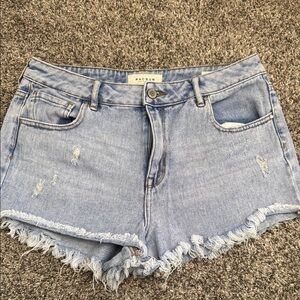 PacSun Women's Light Blue Denim High Rise Festival Shorts